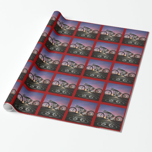 Route 66 Motorfiets - SRF Cadeaupapier (Uitgerold)