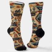 Route 66 Motorfiets Vader Road Trip Stijl Sokken (Gebogen)