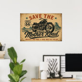 Route 66 Motorfiets Weg Legende Poster (Thuiskantoor)