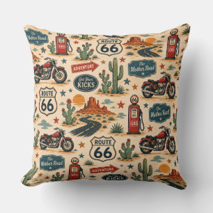Route 66 Motorfiets Wegkant Amerikaanse Accent Kussen