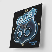 ROUTE 66 Neon Licht Stijl Gepersonaliseerde Muur Vierkante Klok (Hoek)