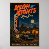 Route 66 Neon Motel Dromen Poster (Voorkant)