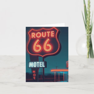 Route 66 Neon Motel Nacht Reis Kunst Feestdagen Kaart