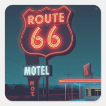 Route 66 Neon Motel Nacht Reizen Kunst