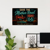 Route 66 Neon Motel Nachten Poster (Thuiskantoor)