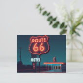 Route 66 Neon Motel Night Travel Art Briefkaart (Staand voorkant)