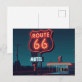 Route 66 Neon Motel Night Travel Art Briefkaart (Voorkant / Achterkant)