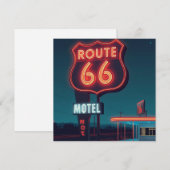 Route 66 Neon Motel Night Travel Art Feestdagenkaart (Voorkant / Achterkant)