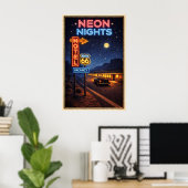 Route 66 Neon Nights Litho Poster (Thuiskantoor)