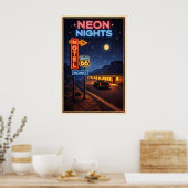 Route 66 Neon Nights Litho Poster (Keuken)