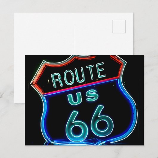 Route 66 neonbordfoto briefkaart (Voorkant / Achterkant)