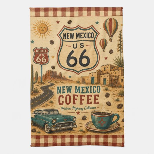 route 66 New Mexico Coffee Kitchen Cafe Stijl Theedoek (Verticaal)