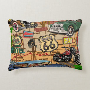  Route 66, nostalgisch poster. Accent Kussen