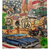  Route 66, nostalgisch poster. Douchegordijn (Voorkant)