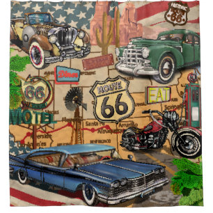 Route 66, nostalgisch poster. Douchegordijn