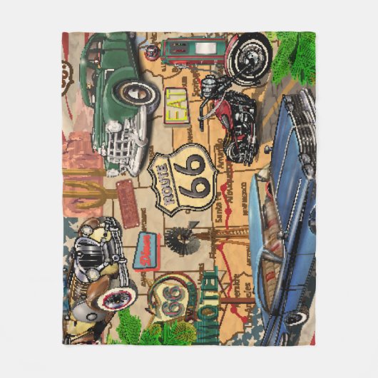  Route 66, nostalgisch poster. Fleece Deken (Voorkant)