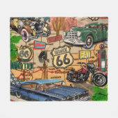  Route 66, nostalgisch poster. Fleece Deken (Voorkant (Horizontaal))