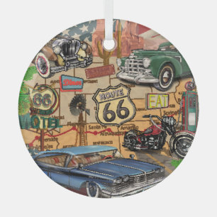  Route 66, nostalgisch poster. Glas Ornament