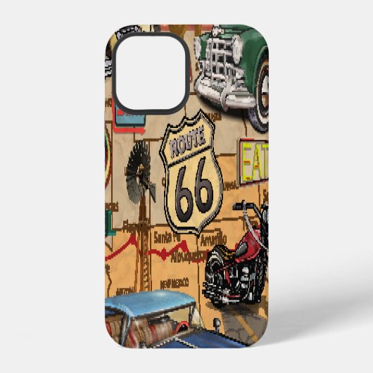 Route 66, nostalgisch poster. iPhone Hoesje (Achterkant)