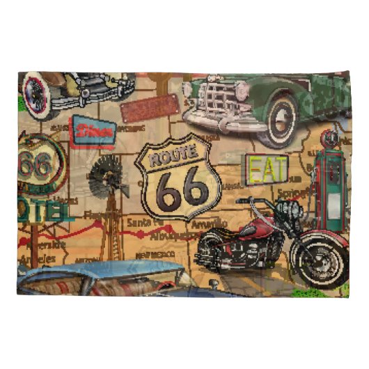  Route 66, nostalgisch poster. Kussensloop (Achterkant)