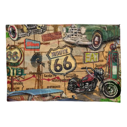  Route 66, nostalgisch poster. Kussensloop (Voorkant)