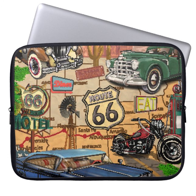  Route 66, nostalgisch poster. Laptop Sleeve (Voorkant)