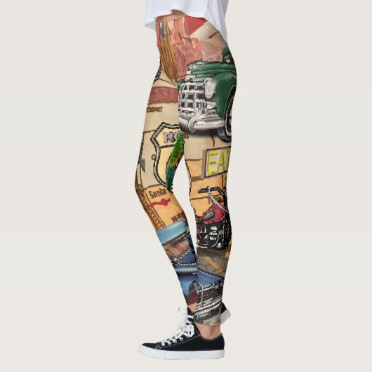  Route 66, nostalgisch poster. Leggings (Links)