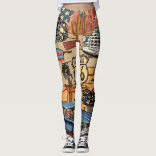 Route 66, nostalgisch poster. Leggings