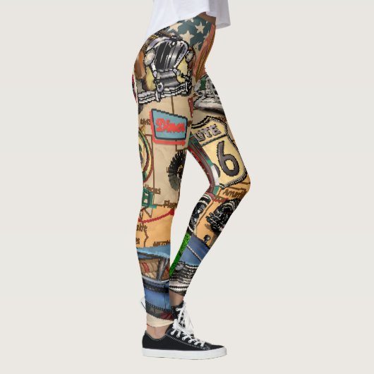  Route 66, nostalgisch poster. Leggings (Rechts)