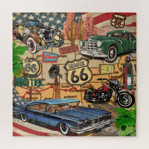 Route 66, nostalgisch poster. Legpuzzel