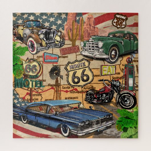 Route 66, nostalgisch poster. Legpuzzel (Verticaal)