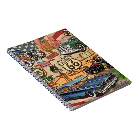  Route 66, nostalgisch poster. Notitieboek (Rechterzijde)
