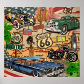  Route 66, nostalgisch poster. Poster (Voorkant)
