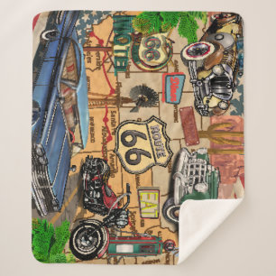  Route 66, nostalgisch poster. Sherpa Deken