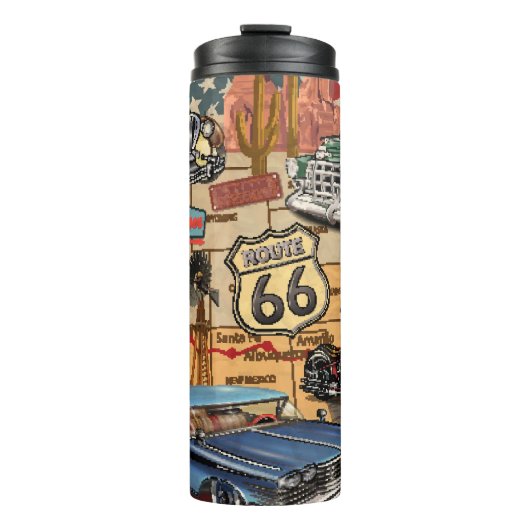  Route 66, nostalgisch poster. Thermosbeker (Voorkant)