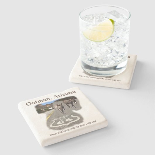 Route 66 Oatman Arizona Burros on the Street Stenen Onderzetter (Zijkant)