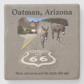 Route 66 Oatman Arizona Burros on the Street Stenen Onderzetter (Voorkant)