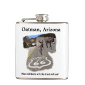 Route 66 Oatman Arizona Burros op de straatkoffie Heupfles (Voorkant)