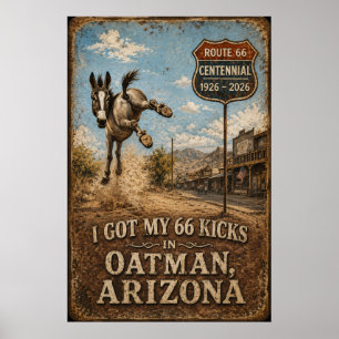 Route 66 Oatman Arizona Ezel Trapt Kunst aan de Wa Poster