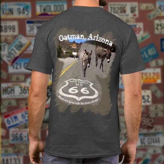 Route 66 Oatman AZ Burros On Street Back Design T-shirt