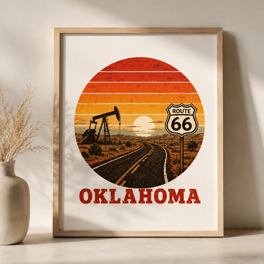 Route 66 Oklahoma olieveld Sunset Highway Poster