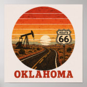 Route 66 Oklahoma olieveld Sunset Highway Poster (Voorkant)