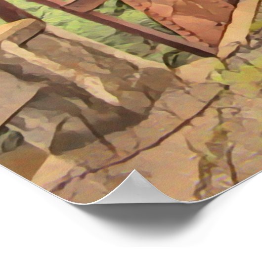 Route 66 Oklahoma Rock Creek Bridge Waterverf Poster (Hoek)