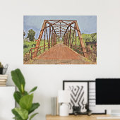 Route 66 Oklahoma Rock Creek Bridge Waterverf Poster (Thuiskantoor)