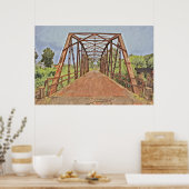 Route 66 Oklahoma Rock Creek Bridge Waterverf Poster (Keuken)