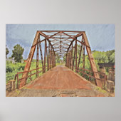 Route 66 Oklahoma Rock Creek Bridge Waterverf Poster (Voorkant)