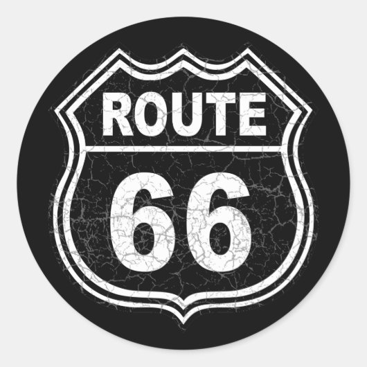 Route 66 Onderdruk Ronde Sticker (Voorkant)