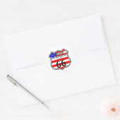 Route 66 Ondertekening van de weg met vlag Ronde Sticker (Envelop)