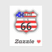 Route 66 Ondertekening van de weg met vlag Sticker (Vel)