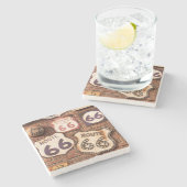 Route 66  Ontworpen Stenen Onderzetter (Zijkant)